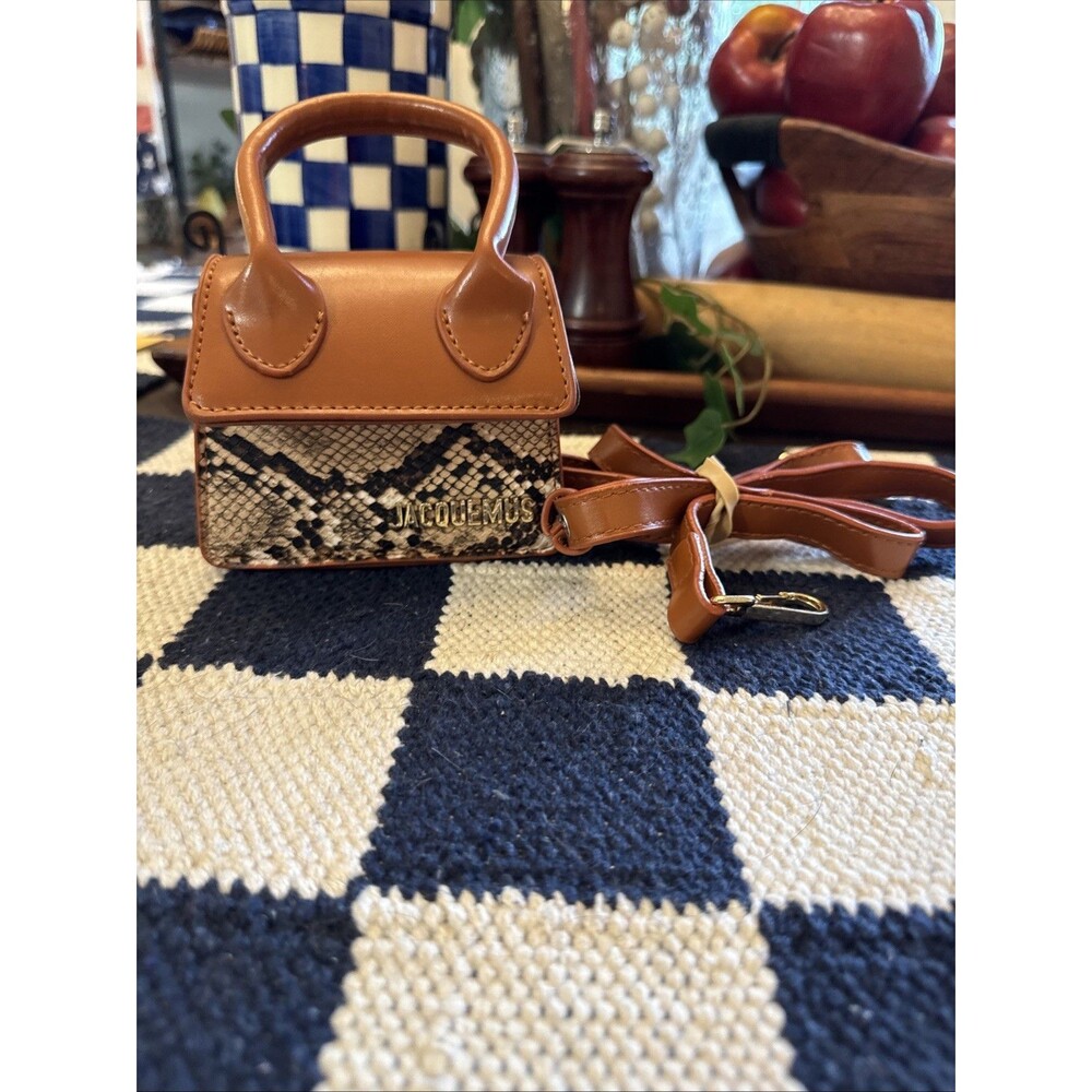 Jacquemus Le Chiquito Mini Snake-Skinned Pattern Front Panel Shoulder Bag - Picture 1 of 6